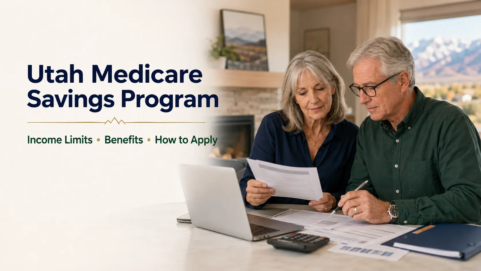 Older Nevada couple reviewing Medicare Savings Program paperwork and application information